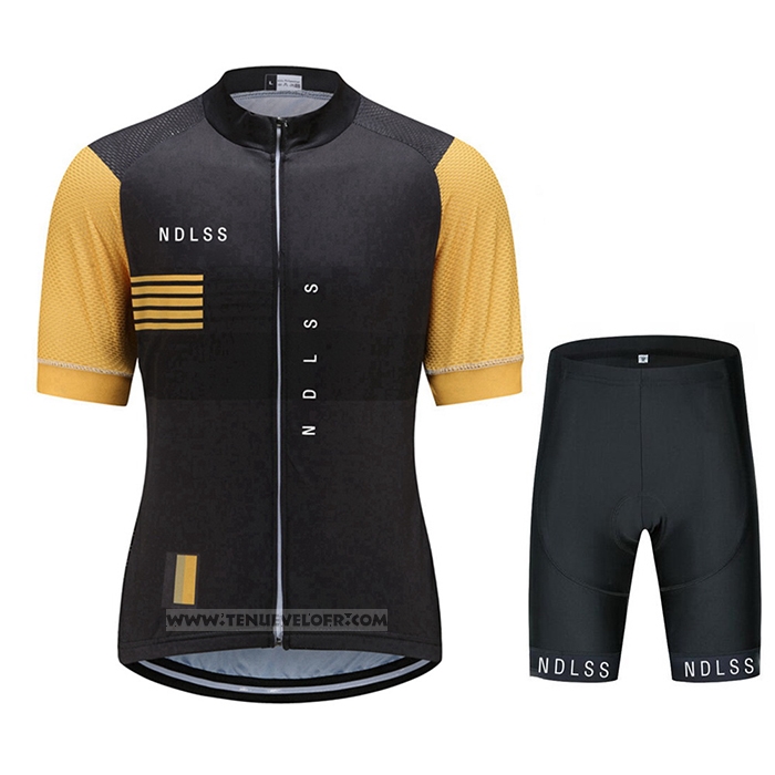 2021 Maillot Cyclisme Le Col Marron Jaune Manches Courtes et Cuissard